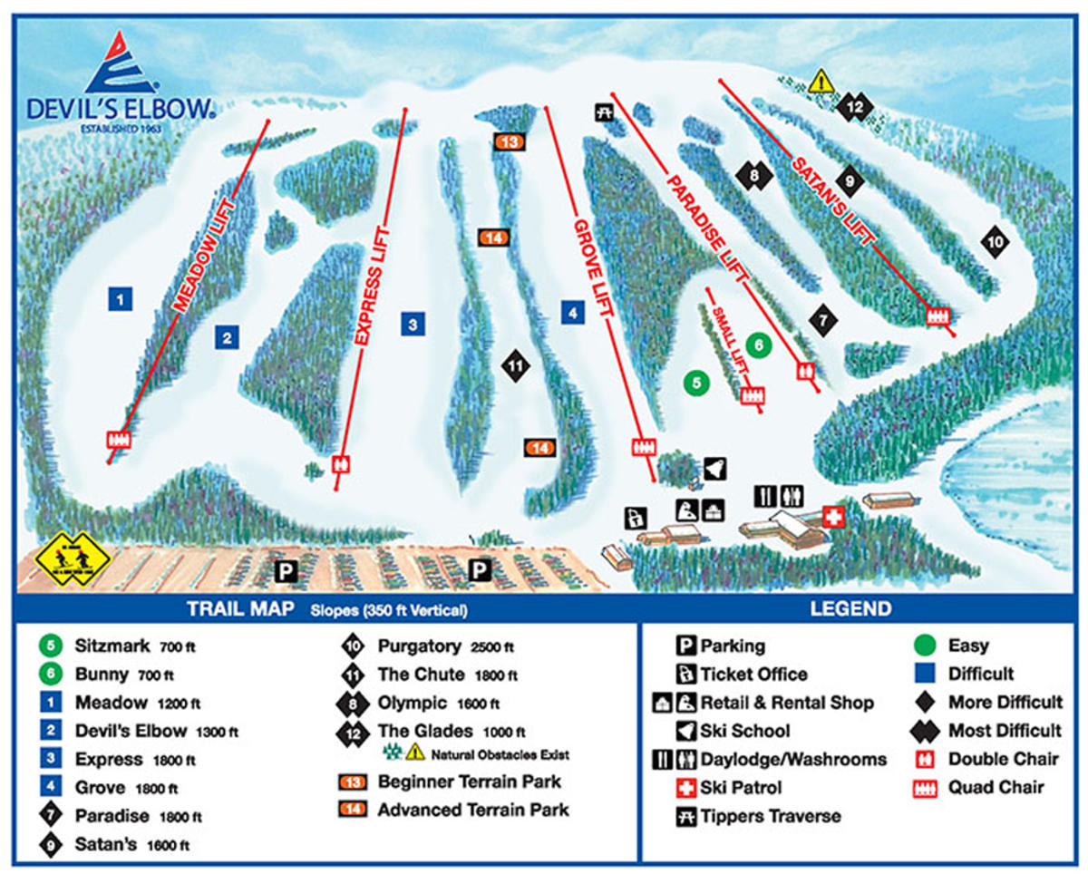 Devil's Elbow Trail Map | SkiCentral.com