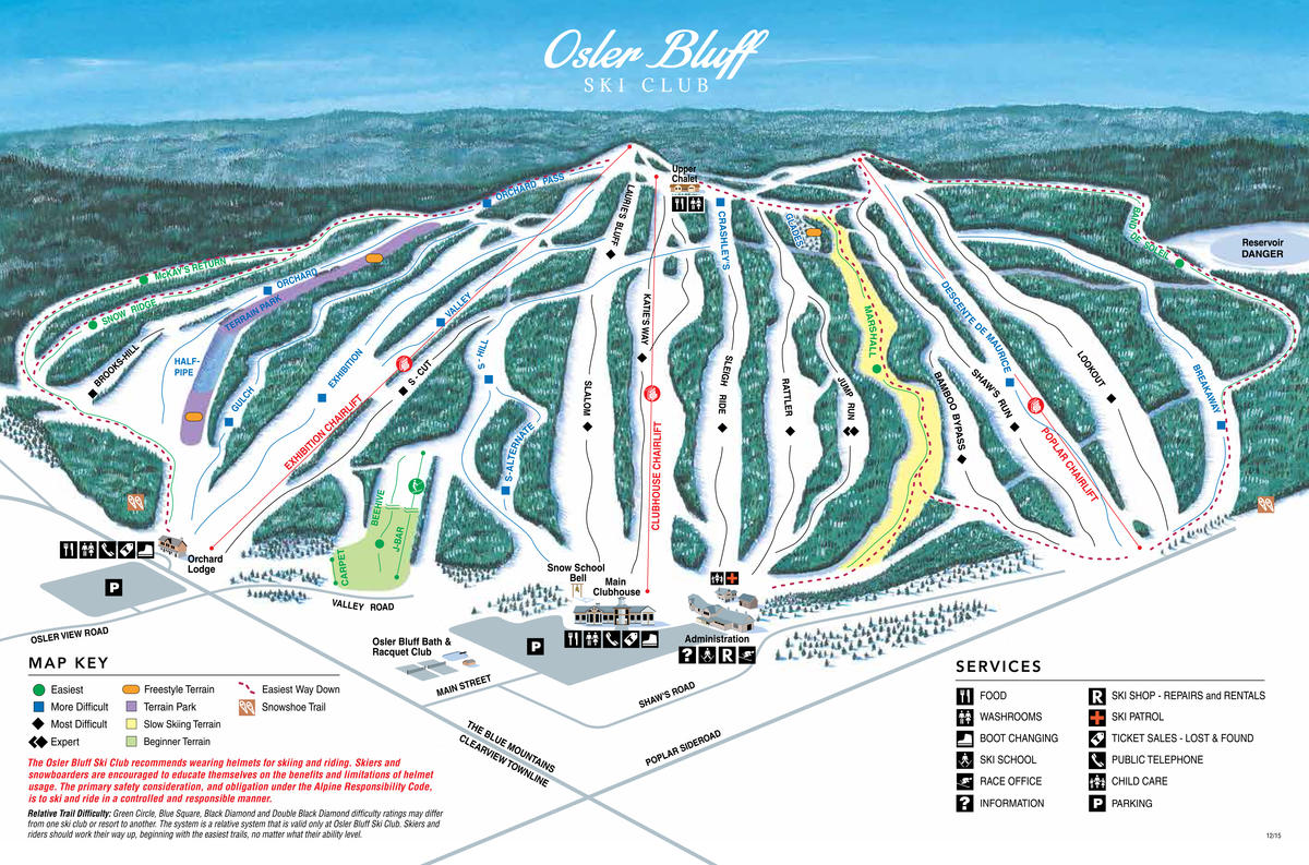 Osler Bluff Ski Club Trail Map | SkiCentral.com